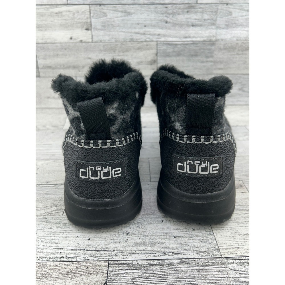 Hey Dude Denny Marble Leopard Grey Black Faux Fur Lined Ankle Boots Women Sz 10 - Picture 7 of 16